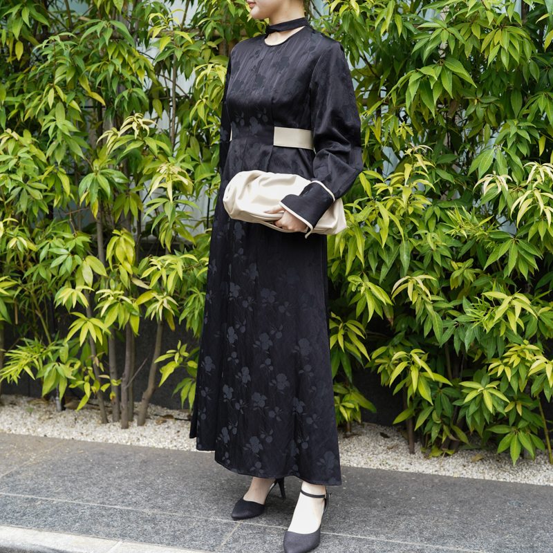 CLANE（クラネ）VINTAGE FLOWER SATIN DRESS（ブラック/1） | ブランド 