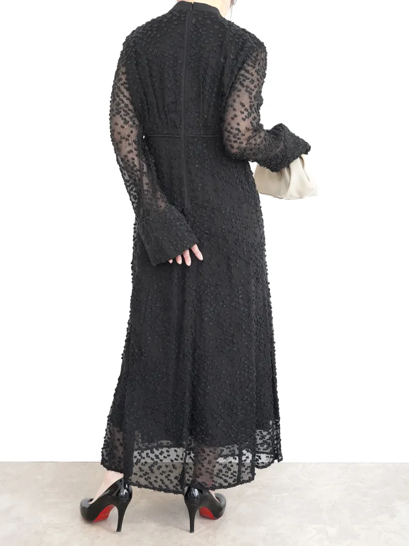 CLANE（クラネ）SNOW DOT JACQUARD DRESS（ブラック/1）