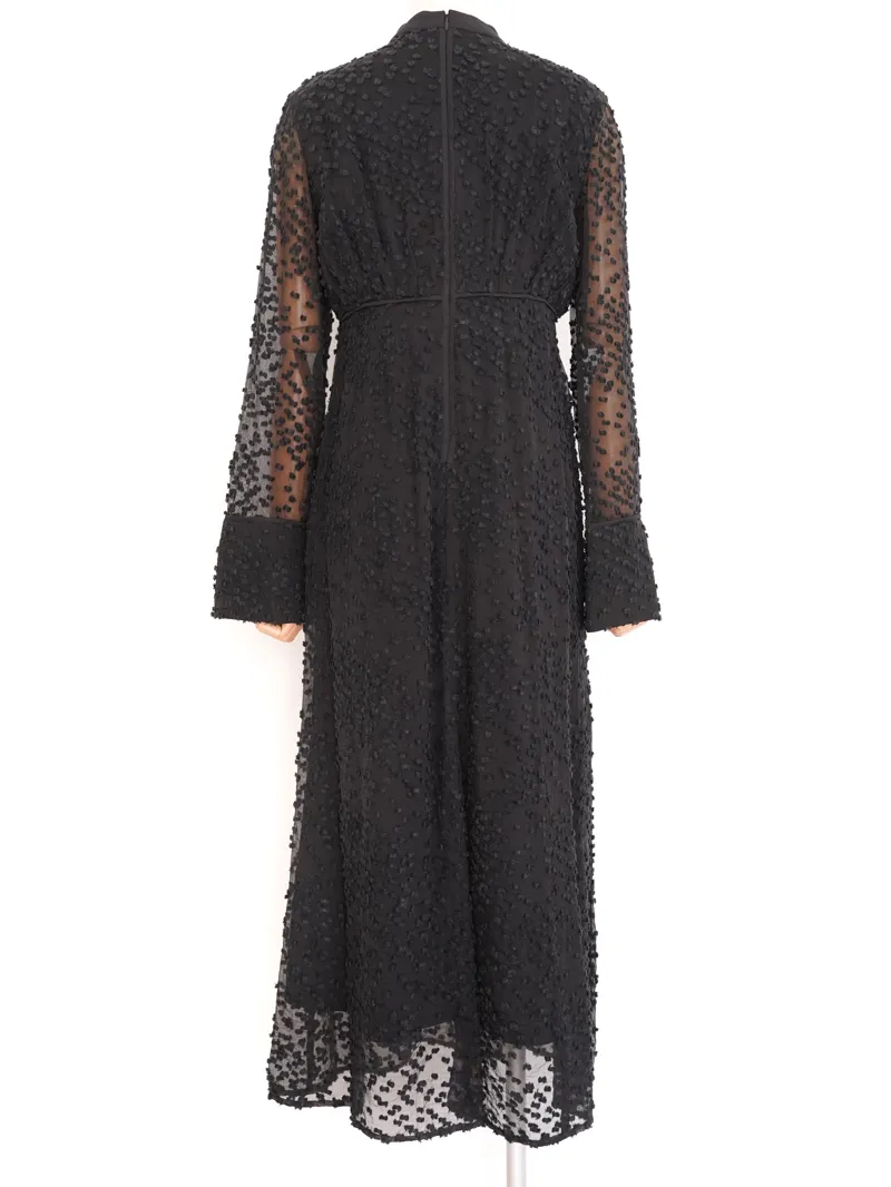 CLANE（クラネ）SNOW DOT JACQUARD DRESS（ブラック/1）