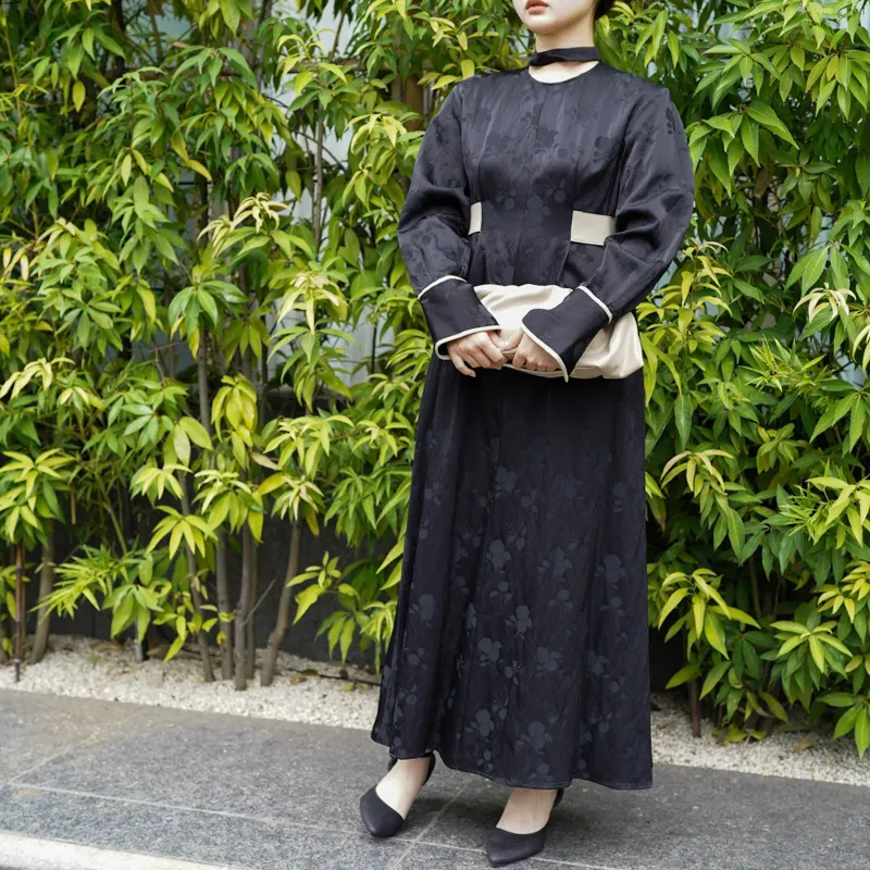 CLANE（クラネ）VINTAGE FLOWER SATIN DRESS（ブラック/1）