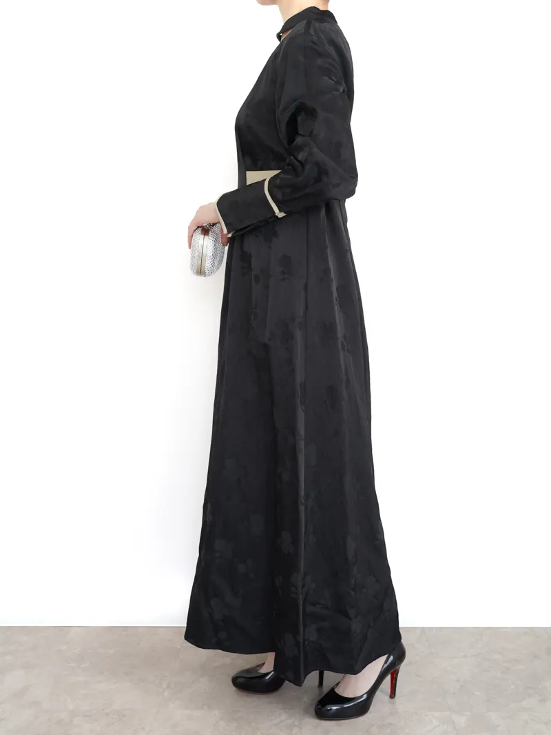 CLANE（クラネ）VINTAGE FLOWER SATIN DRESS（ブラック/1）