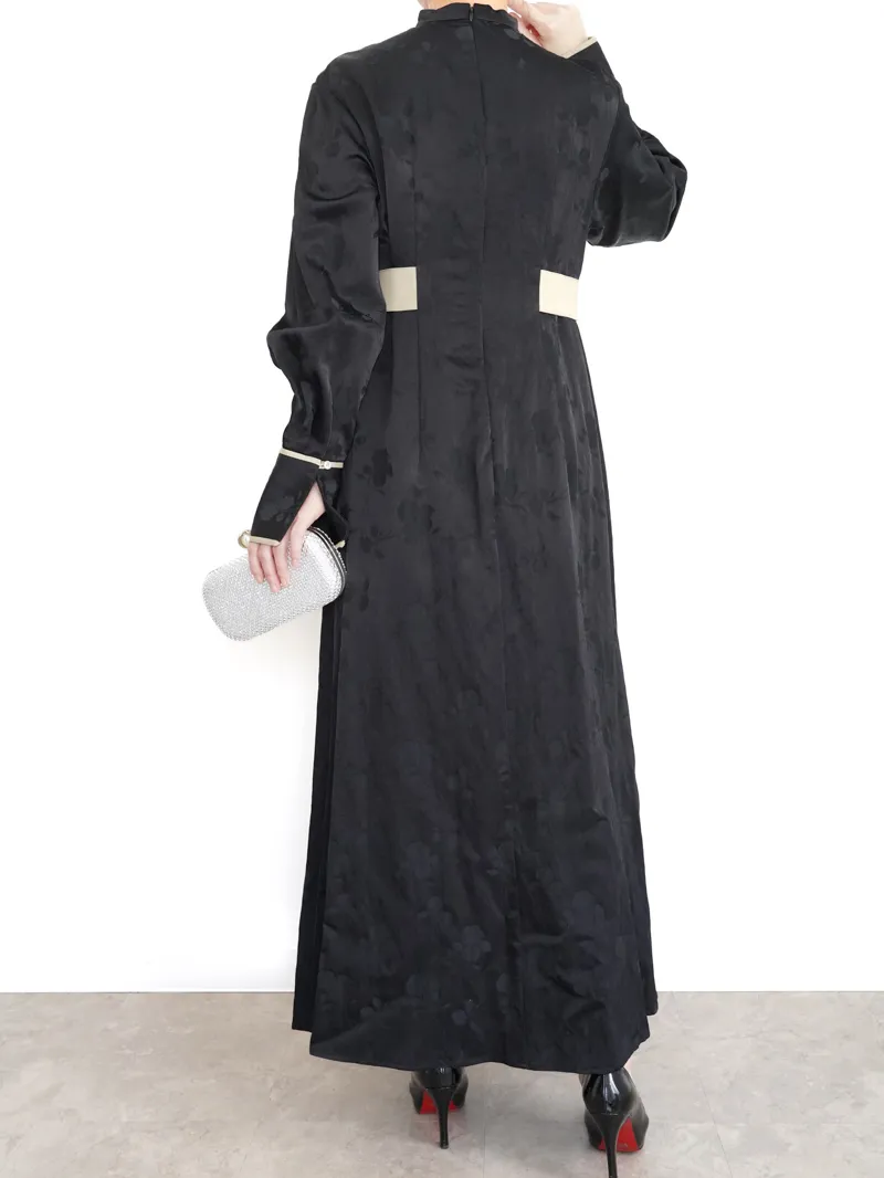 CLANE（クラネ）VINTAGE FLOWER SATIN DRESS（ブラック/1）