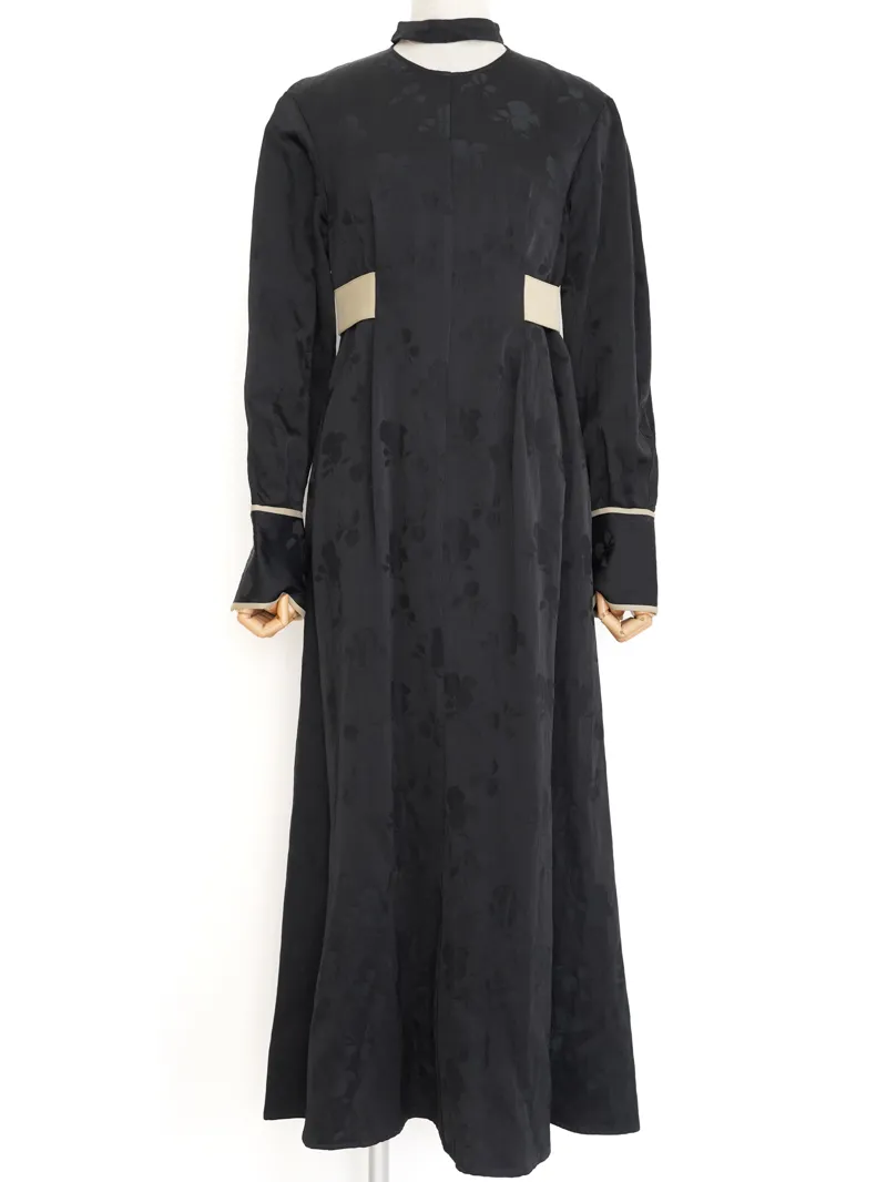 CLANE（クラネ）VINTAGE FLOWER SATIN DRESS（ブラック/1）