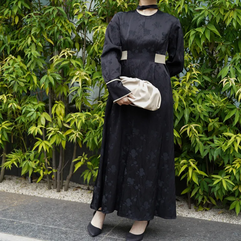 CLANE（クラネ）VINTAGE FLOWER SATIN DRESS（ブラック/1）