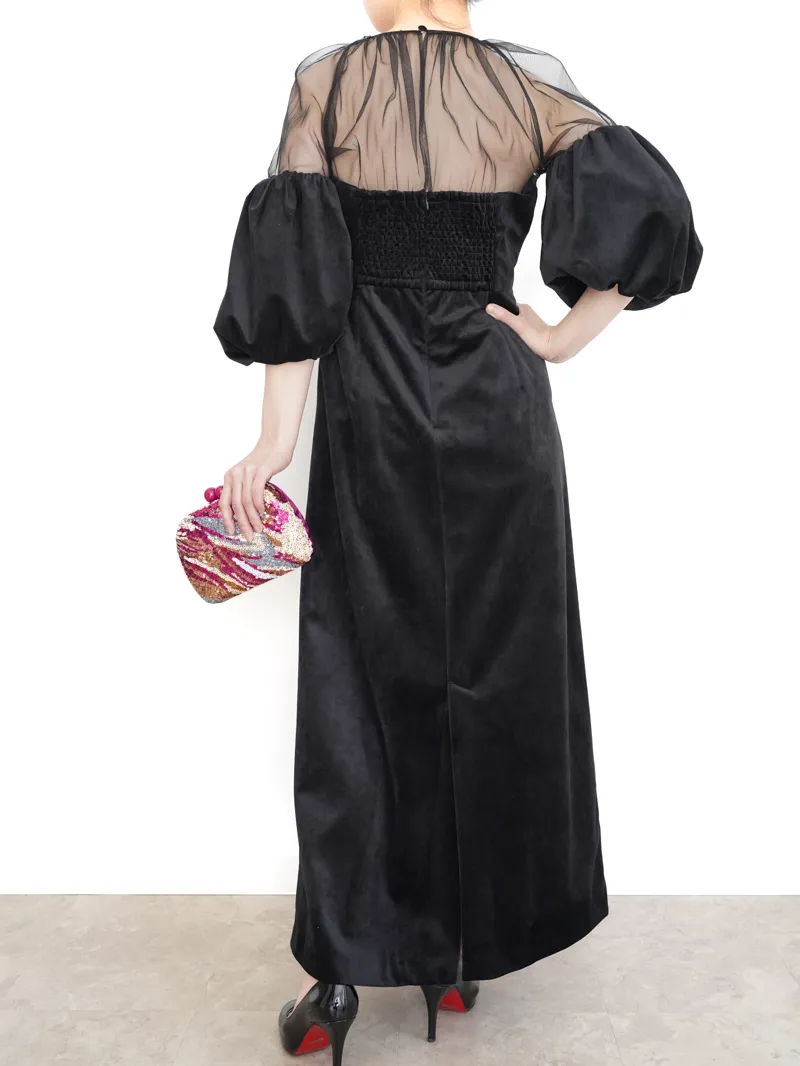 スーツ・フォーマル・ドレス AmeriVINTAGE SOUFFLE SLEEVE VELOUR DRESS AMERIVINTAGE SOUFFLE SLEEVE VELOUR DRESS