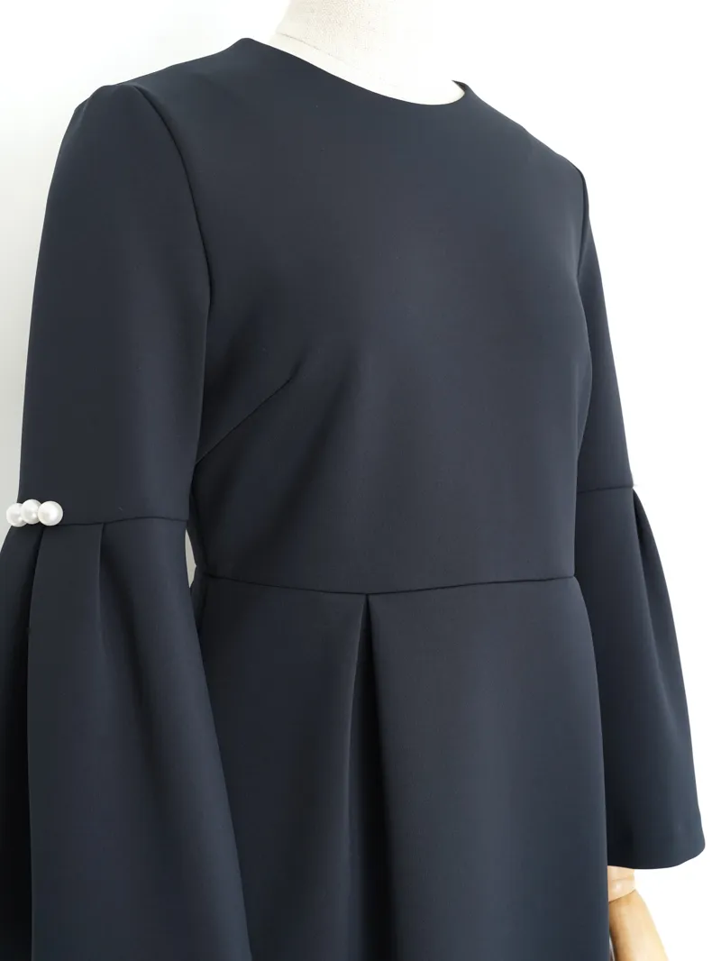 【極美品】 UNITED ARROWS フレアスリーブ コート 38 ネイビー UNITED ARROWS（ユナイテッドアローズ） ノーカラーコート コート