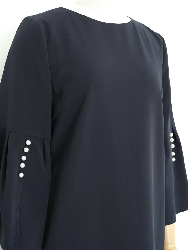 UNITED ARROWS（ユナイテッドアローズ）パウダリードレープIラインドレス（ネイビー/38）