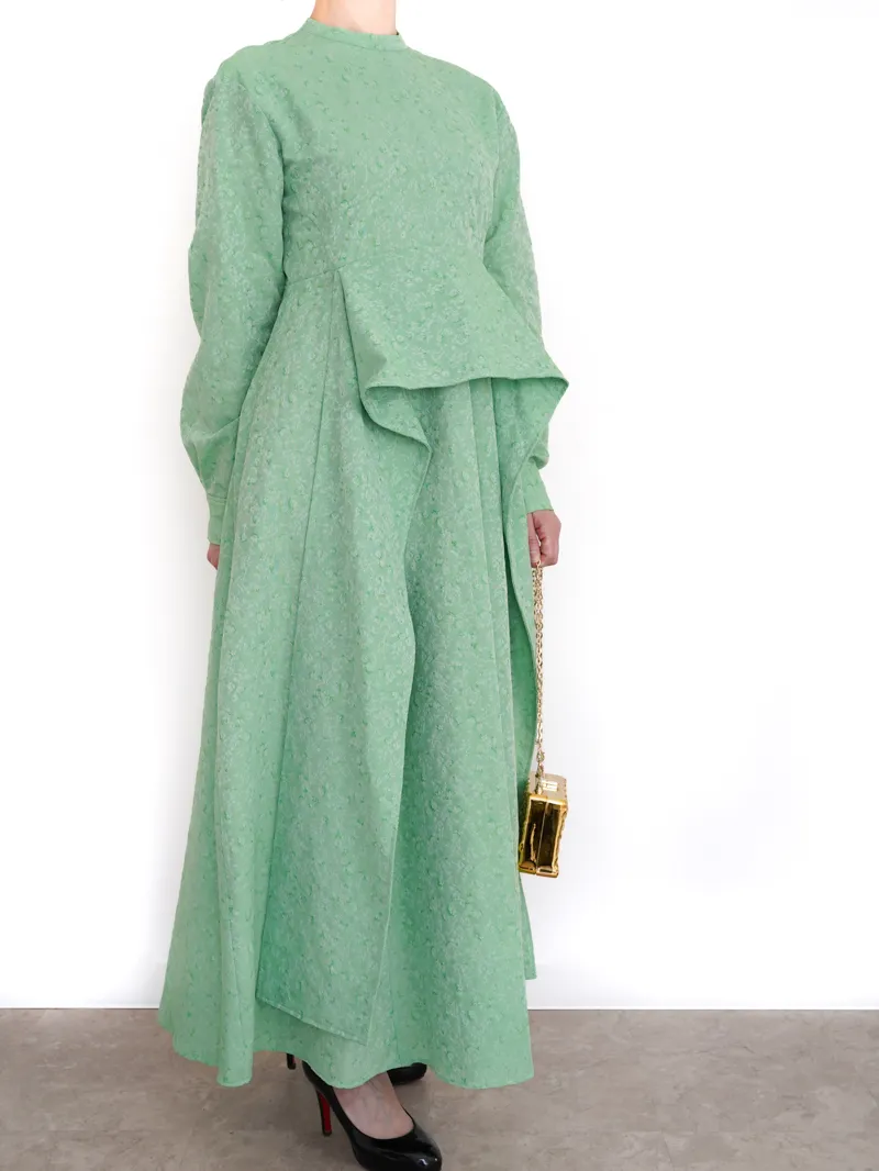 CLANE（クラネ）VINTAGE FLOWER SATIN DRESS（ブラック/1