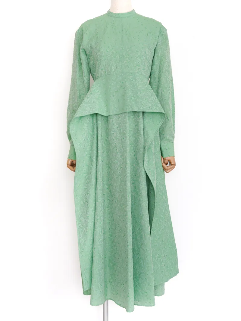 CLANE ジャガードグリーンワンピース ドレス CLANE（クラネ）VINTAGE FLOWER SATIN DRESS（ブラック/1） | ブランド
