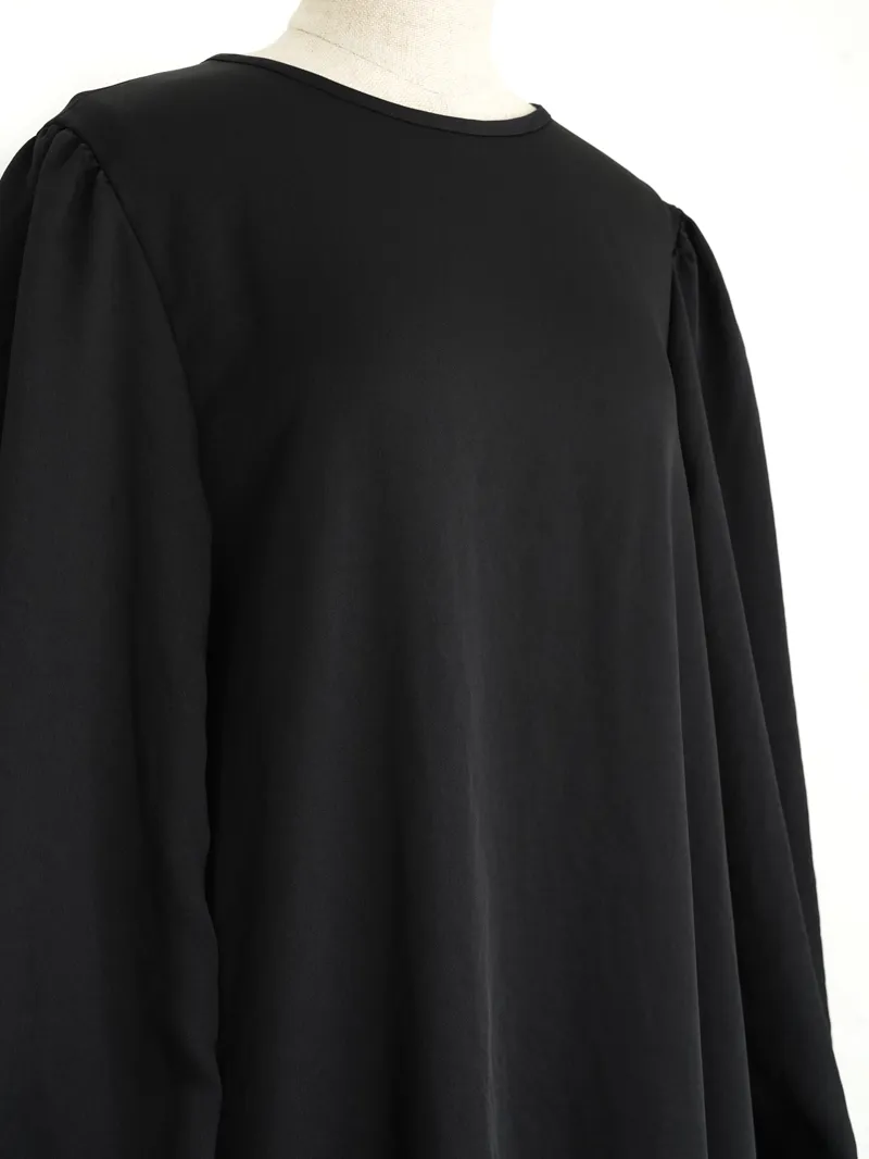 UNITED ARROWS（ユナイテッドアローズ）サテンボリュームドレス（ブラック/38）