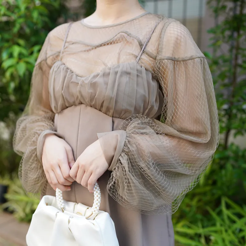 Ameri VINTAGE（アメリ ヴィンテージ）NET TULLE TOP LAYERED ROMPERS