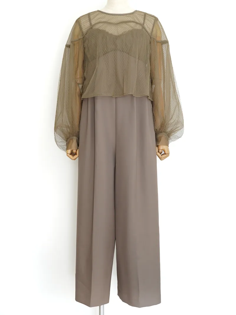 Ameri VINTAGE（アメリ ヴィンテージ）NET TULLE TOP LAYERED ROMPERS