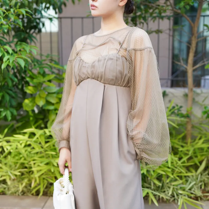 Ameri VINTAGE（アメリ ヴィンテージ）NET TULLE TOP LAYERED ROMPERS