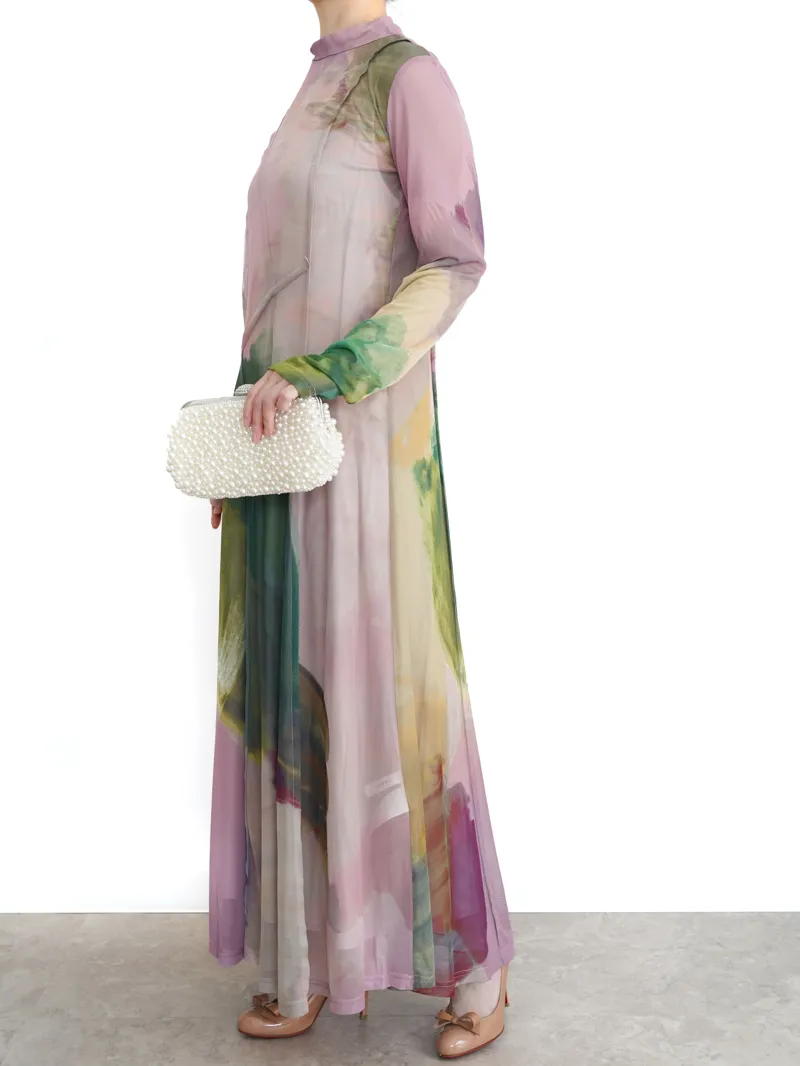 Ameri VINTAGE（アメリ ヴィンテージ）ELIZABETH STAINED GLASS SHEER DRESS（ピンク/M）