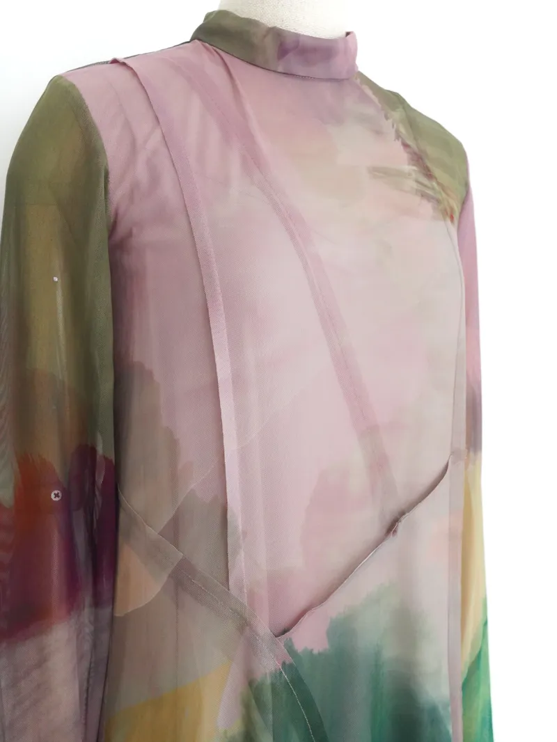 Ameri VINTAGE（アメリ ヴィンテージ）ELIZABETH STAINED GLASS SHEER DRESS（ピンク/M）