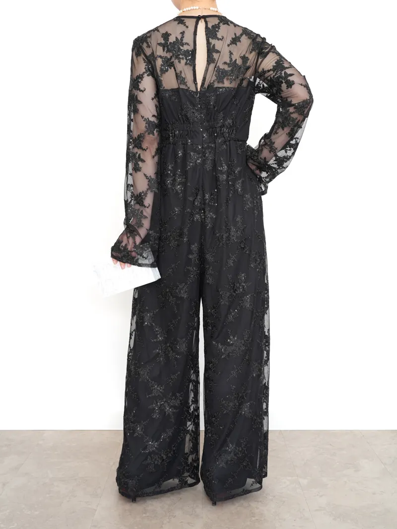 Ameri VINTAGE（アメリ ヴィンテージ）SOANGLE LACE ROMPERS（ブラック