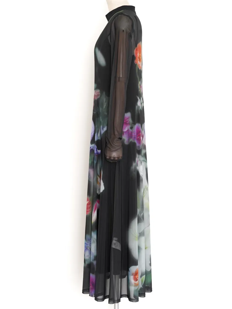 Ameri VINTAGE（アメリ ヴィンテージ）SMOKE FLOWER FLARE DRESS（ブラック/S）