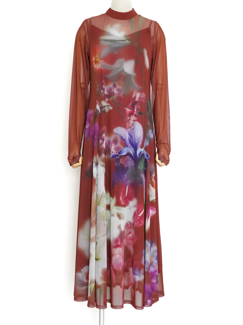 Ameri VINTAGE（アメリ ヴィンテージ）SMOKE FLOWER FLARE DRESS