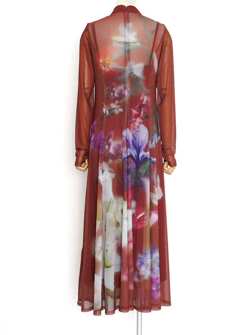 【m】AMERI Vintage SMOKE FLOWER FLARE SMOKE FLOWER FLARE DRESS