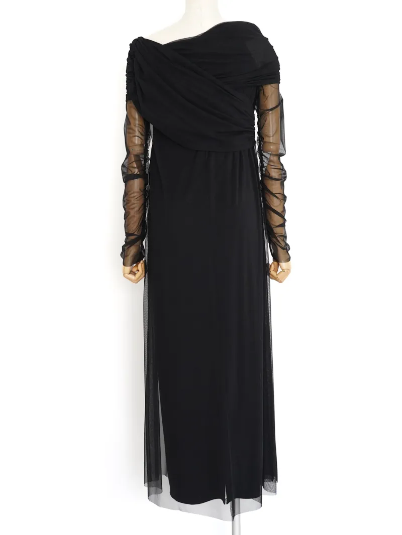 Ameri VINTAGE（アメリ ヴィンテージ）OFF SHOULDER TULLE LAYERED DRESS（ブラック/S）トルソー背面