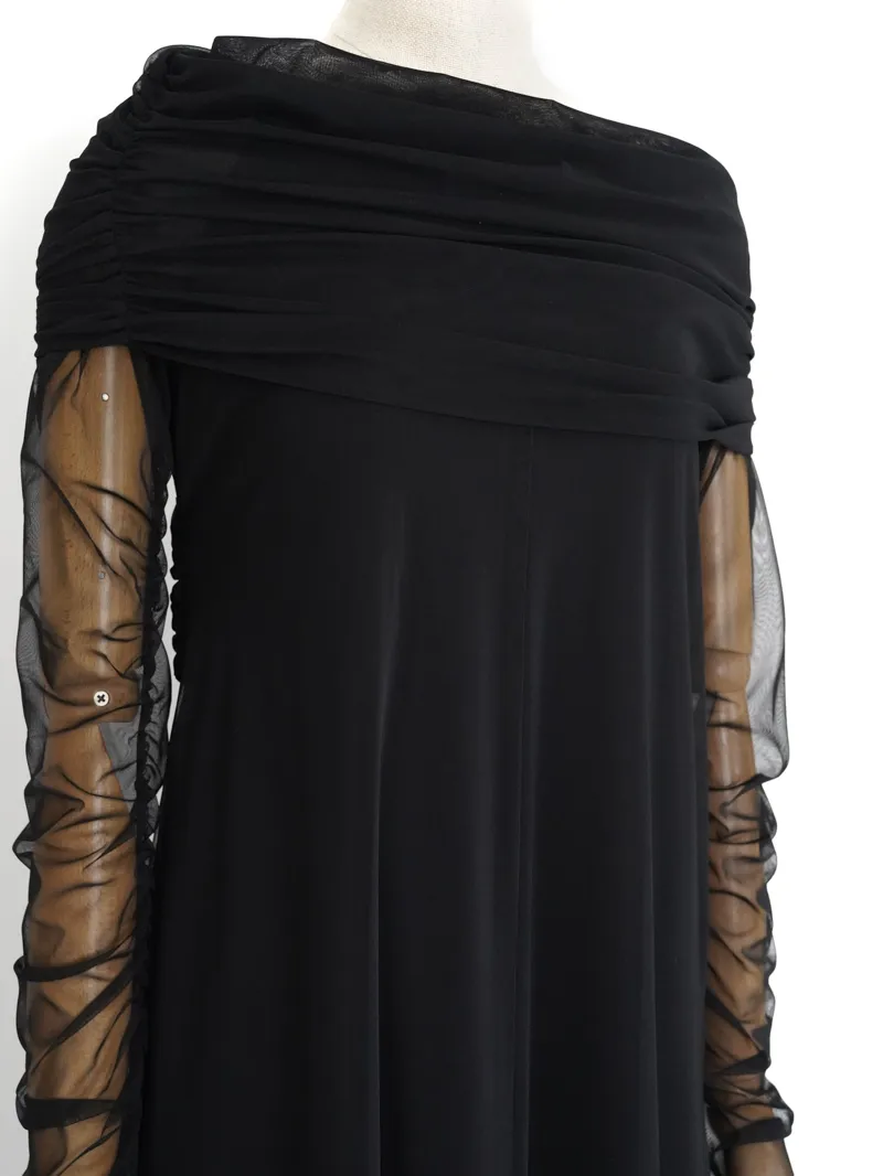 Ameri VINTAGE（アメリ ヴィンテージ）OFF SHOULDER TULLE LAYERED DRESS（ブラック/S）トルソーバストアップ