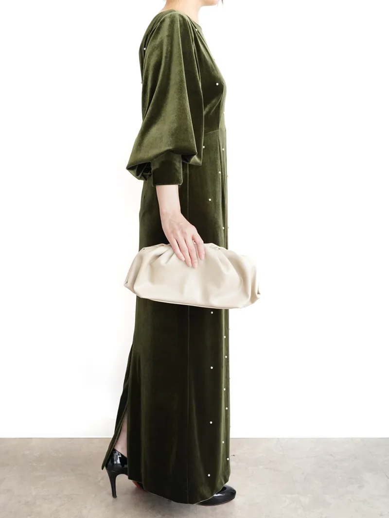 スーツ・フォーマル・ドレス BACK OPEN PEARL VELOUR DRESS BACK OPEN PEARL VELOUR DRESS（ドレス）｜Ameri（アメリ）の