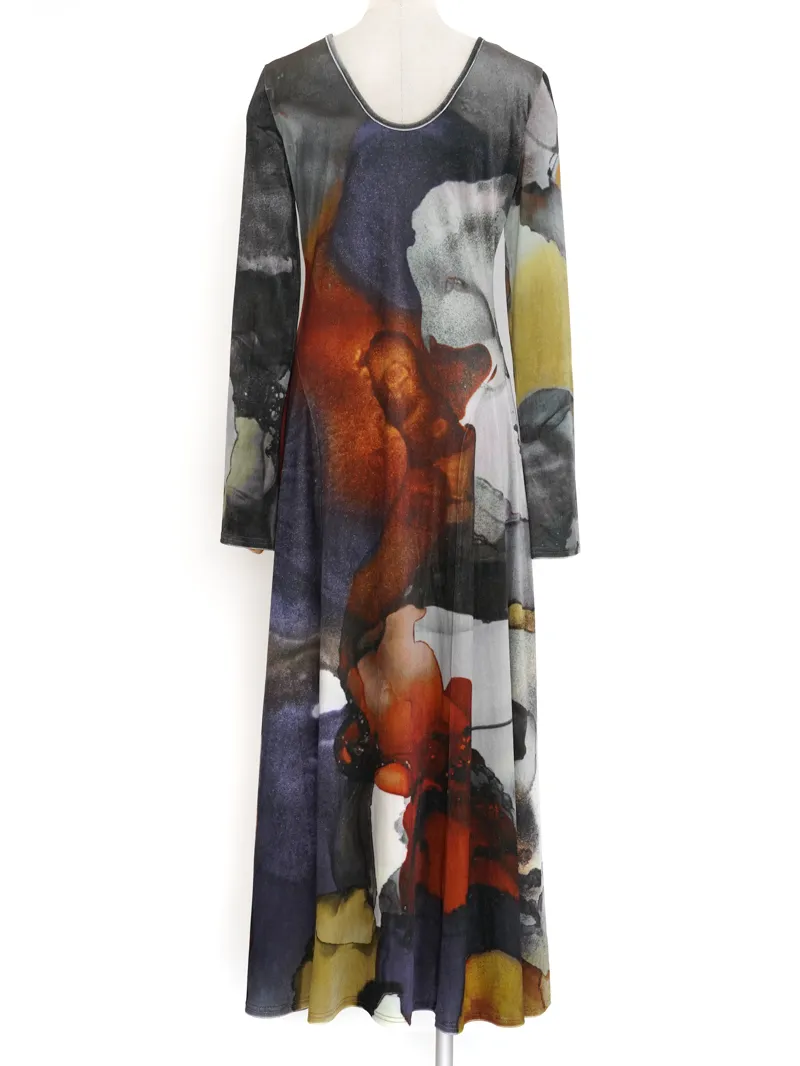 Ameri VINTAGE（アメリ ヴィンテージ）2WAY RUST INK ART VELOUR DRESS（ブラウン/S）トルソー背面