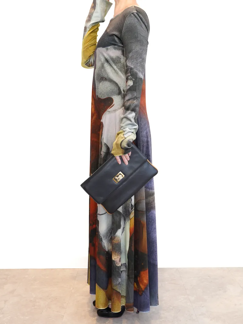 Ameri VINTAGE（アメリ ヴィンテージ）2WAY RUST INK ART VELOUR DRESS（ブラウン/M）全身側面