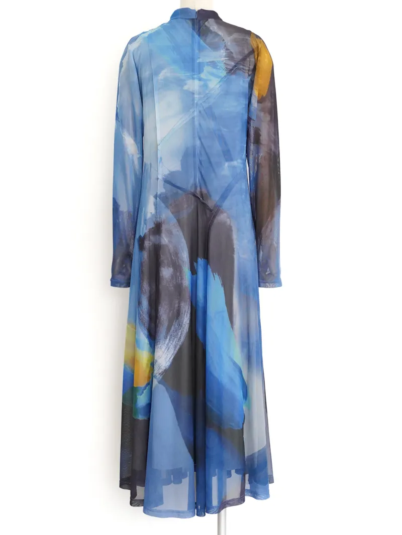 Ameri VINTAGE（アメリ ヴィンテージ）ELIZABETH STAINED GLASS SHEER DRESS（ブルー/S）トルソー背面