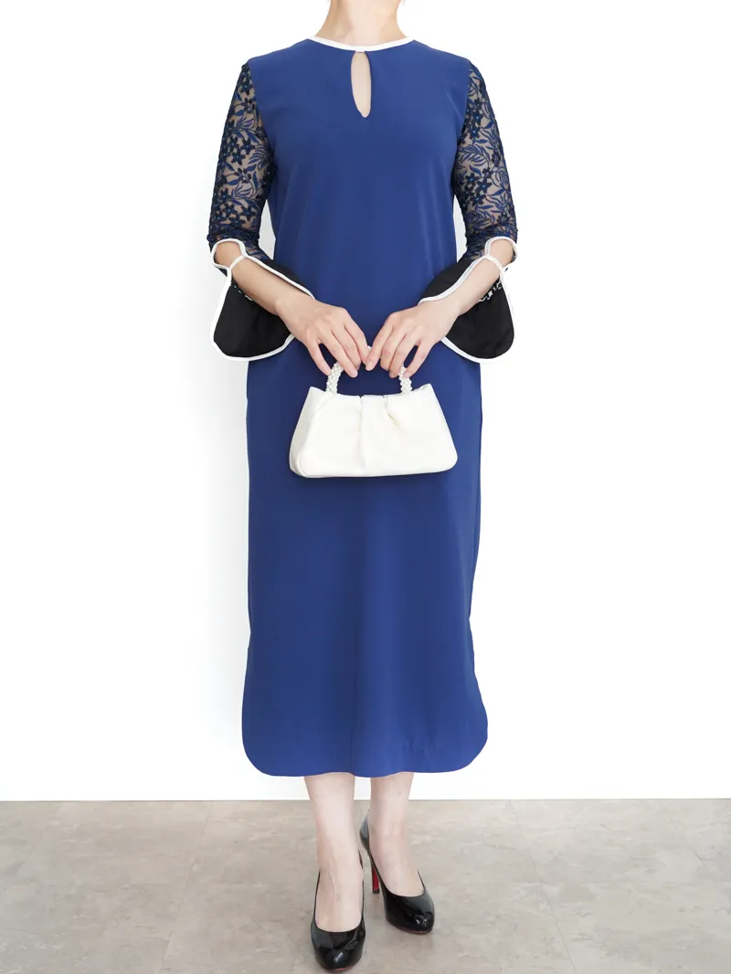 Mame Kurogouchi（マメ クロゴウチ）  チュールエンブロイダードIラインドレス（ブルー/サイズ1）