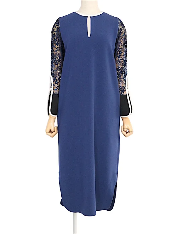 Mame Kurogouchi（マメ クロゴウチ）  チュールエンブロイダードIラインドレス（ブルー/サイズ1）トルソー正面