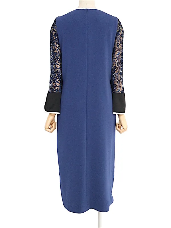 Mame Kurogouchi（マメ クロゴウチ）  チュールエンブロイダードIラインドレス（ブルー/サイズ1）トルソー背面