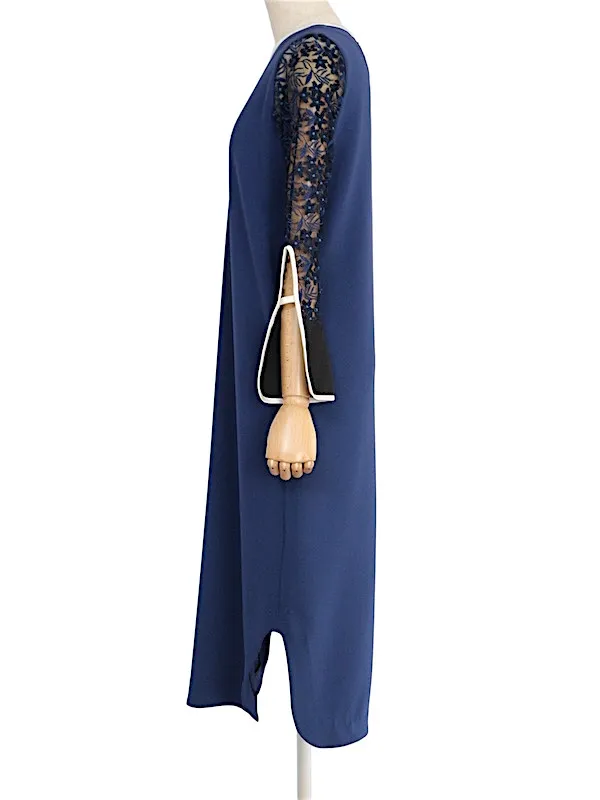 Mame Kurogouchi（マメ クロゴウチ）  チュールエンブロイダードIラインドレス（ブルー/サイズ1）トルソー側面