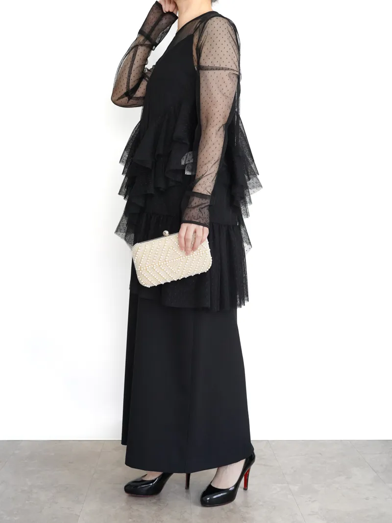 Ameri VINTAGE（アメリ ヴィンテージ）TULLE FRILL TOP SET DRESS