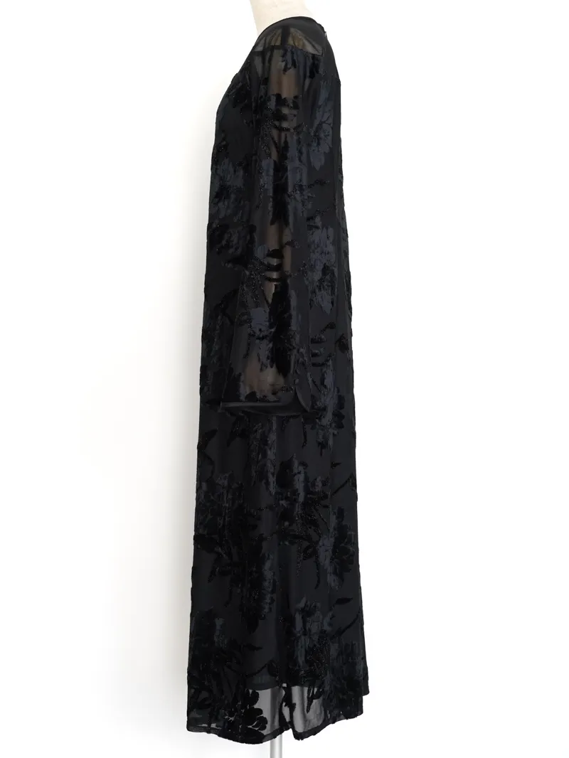 Ameri VINTAGE（アメリ ヴィンテージ）SHEER JACQUARD A LINE DRESS（ブラック/M）トルソー側面