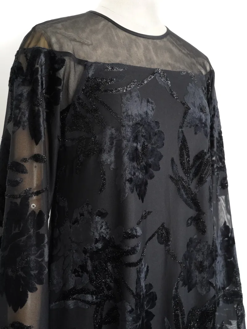 アメリビンテージ　DRESS COAT M ブラック Ameri VINTAGE（アメリ ヴィンテージ）SHEER JACQUARD A LINE DRESS