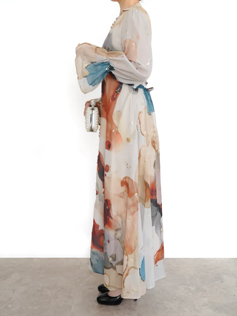 Ameri VINTAGE（アメリ ヴィンテージ）UNDRESSED AMELIA INK ART DRESS（ベージュ/M）