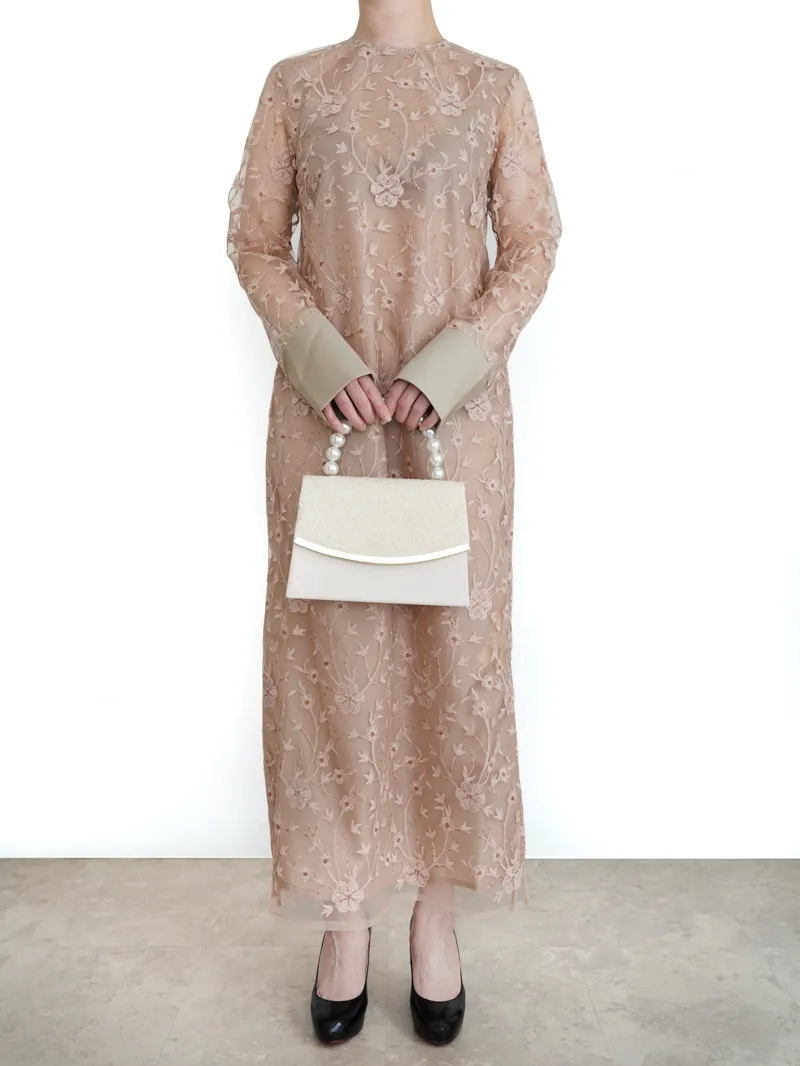 Acka.（エーシーケーエー）lace motif long dress（ブラウン/2）