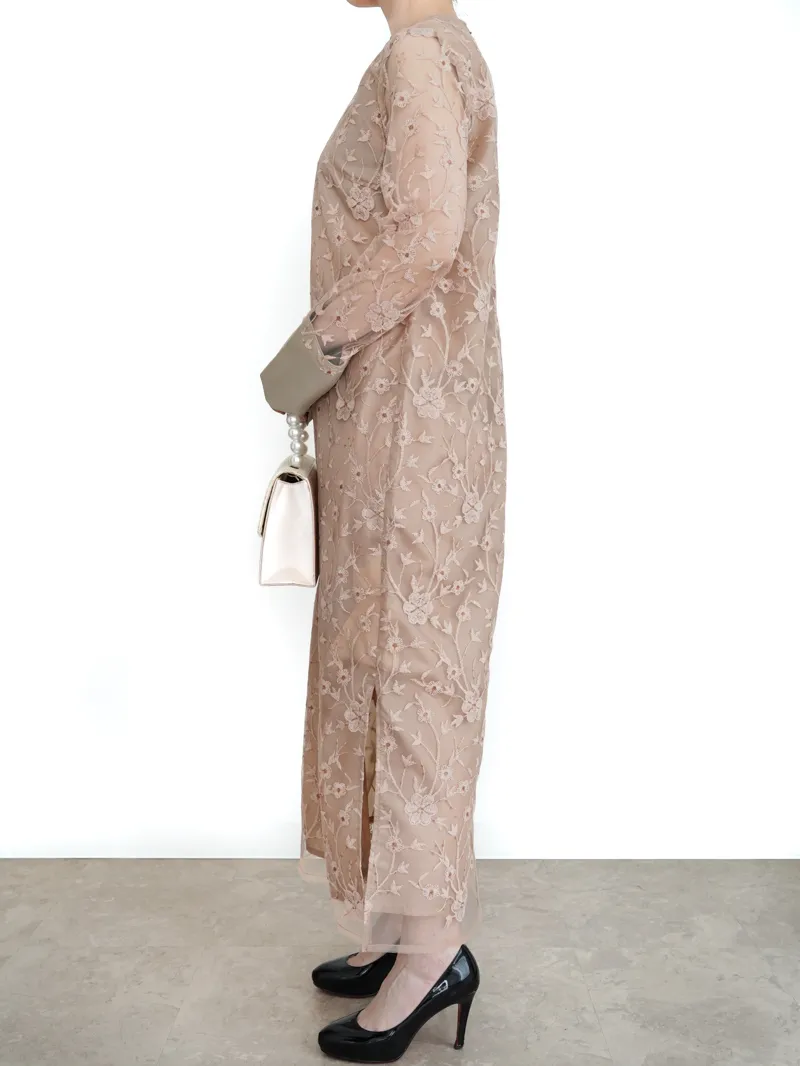 Acka.（エーシーケーエー）lace motif long dress（ブラウン/2