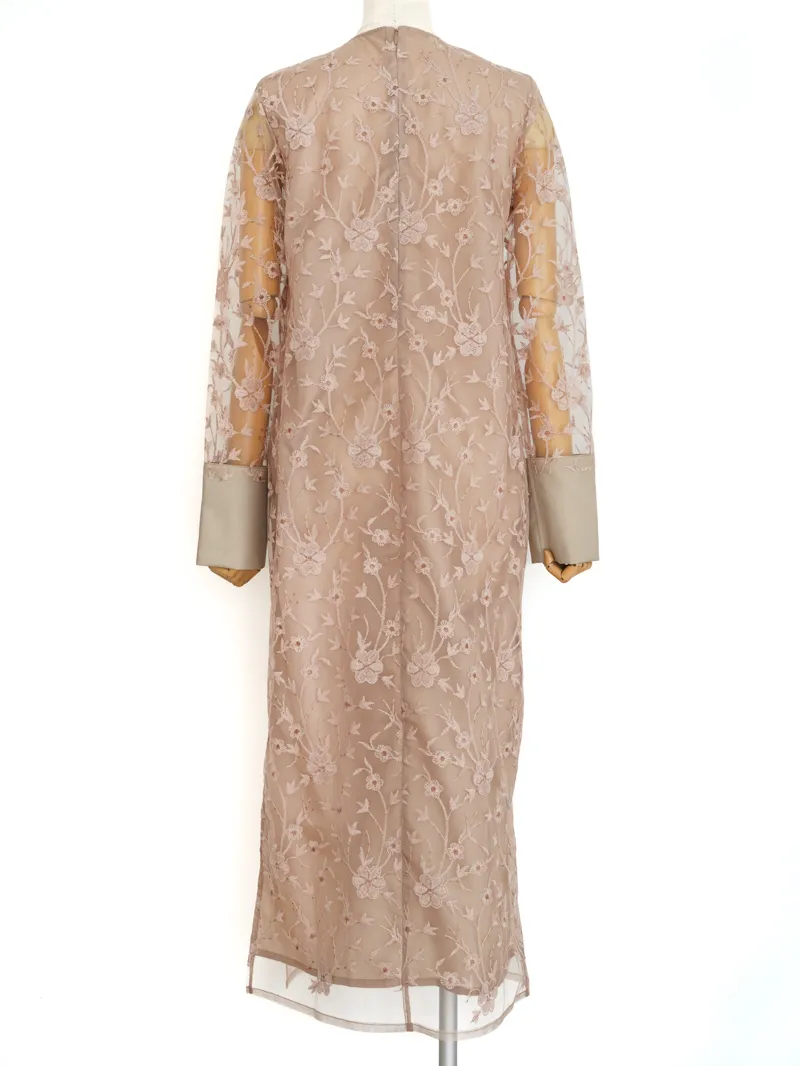 Acka.（エーシーケーエー）lace motif long dress（ブラウン/2