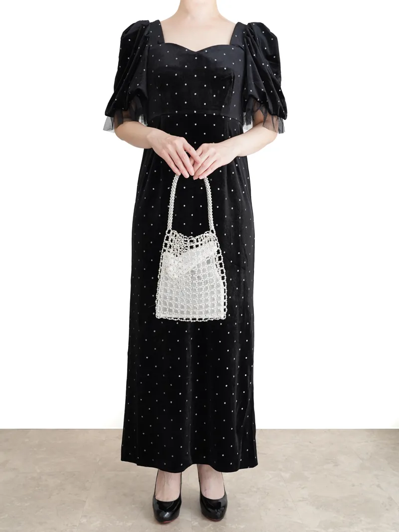 Acka.（エーシーケーエー）bijou dot velours dress（ブラック/2）