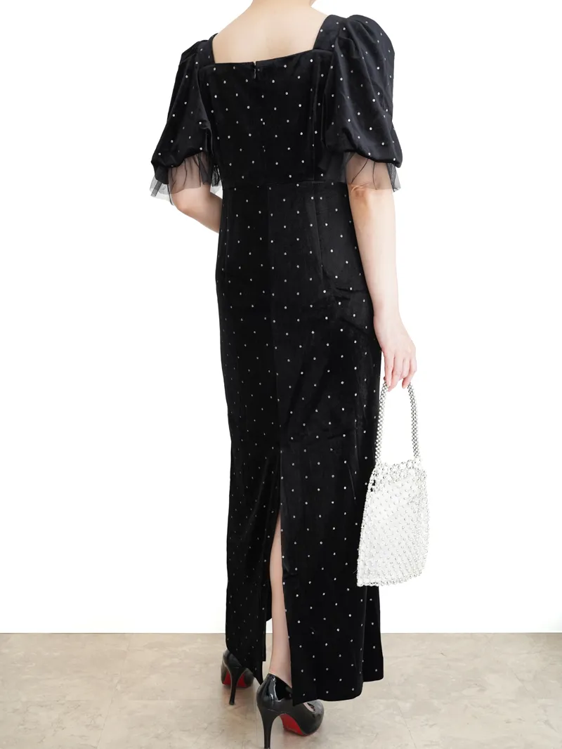 Acka.（エーシーケーエー）bijou dot velours dress（ブラック/2