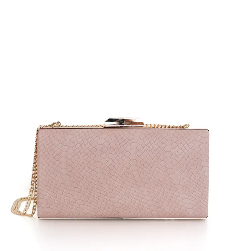 NO BRAND（ノーブランド）型押しフェイクスキンバッグ（ピンク）