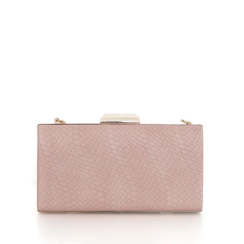 NO BRAND（ノーブランド）型押しフェイクスキンバッグ（ピンク）