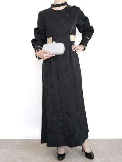 CLANE（クラネ）VINTAGE FLOWER SATIN DRESS（ブラック/1）