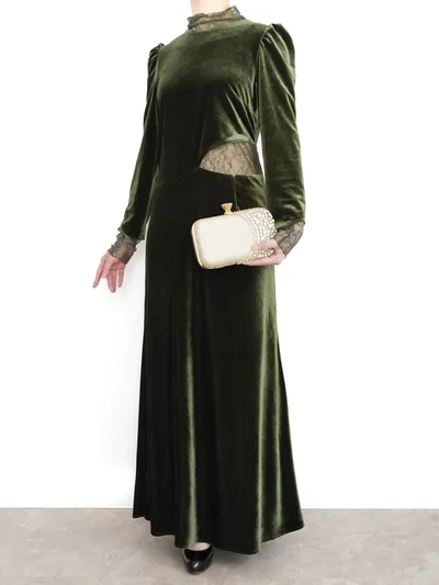 Ameri VINTAGE（アメリ ヴィンテージ）UND VELOUR HOLE LACE DRESS（グリーン/M）