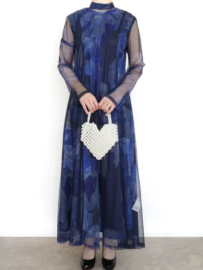 Ameri VINTAGE（アメリ ヴィンテージ）UND GYPSUM ART DRESS（ブルー/M）