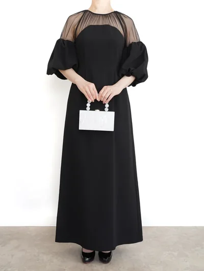 Ameri VINTAGE（アメリ ヴィンテージ）SOUFFLE SLEEVE GEORGETTE DRESS（ブラック/M）