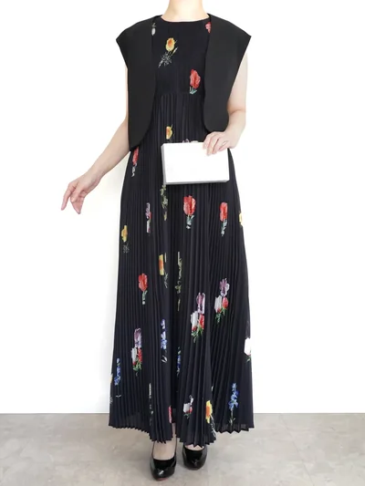 Ameri VINTAGE（アメリ ヴィンテージ）EMMA VEST PLEATS DRESS（ブラック/M）