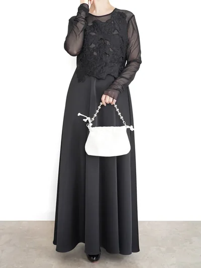 Ameri VINTAGE（アメリ ヴィンテージ）UPPER EMBROIDERY FLARE DRESS（ブラック/S）